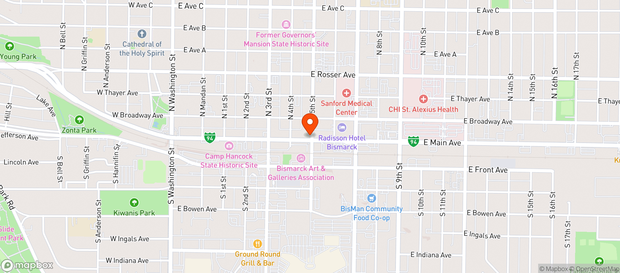 Map showing Peacock Alley