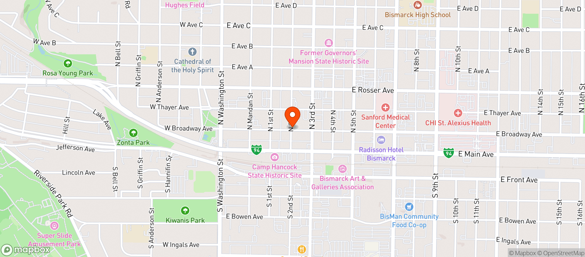 Map showing Many Visions - Bismarck - Broadway Avenue