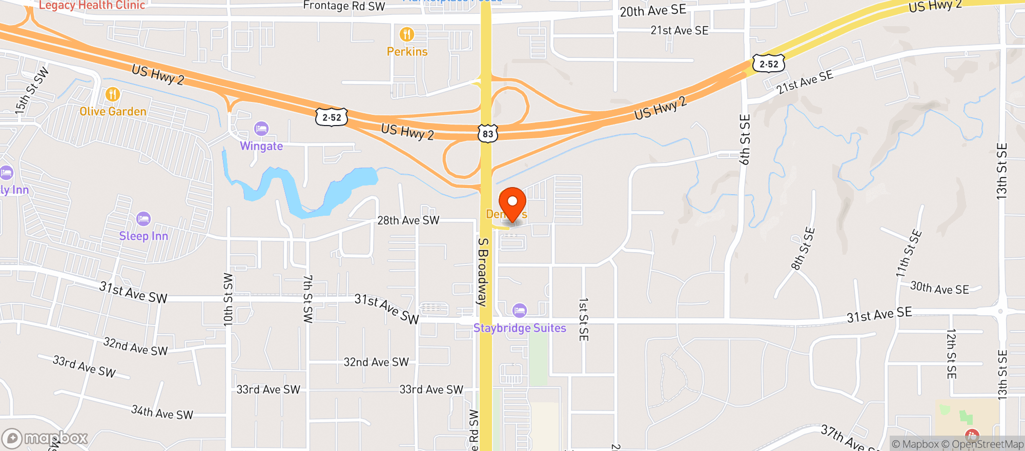 Map showing Simonson Station Store