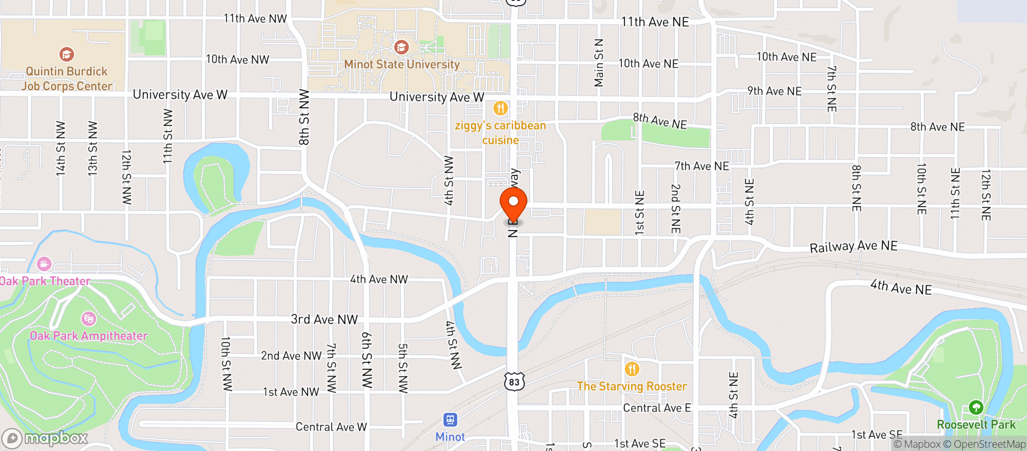 Map showing Bones Bbq Smokehouse & Grill