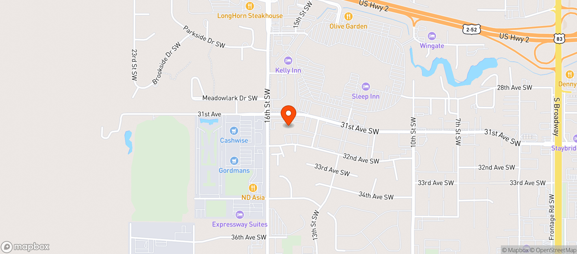 Map showing Dakota Lounge
