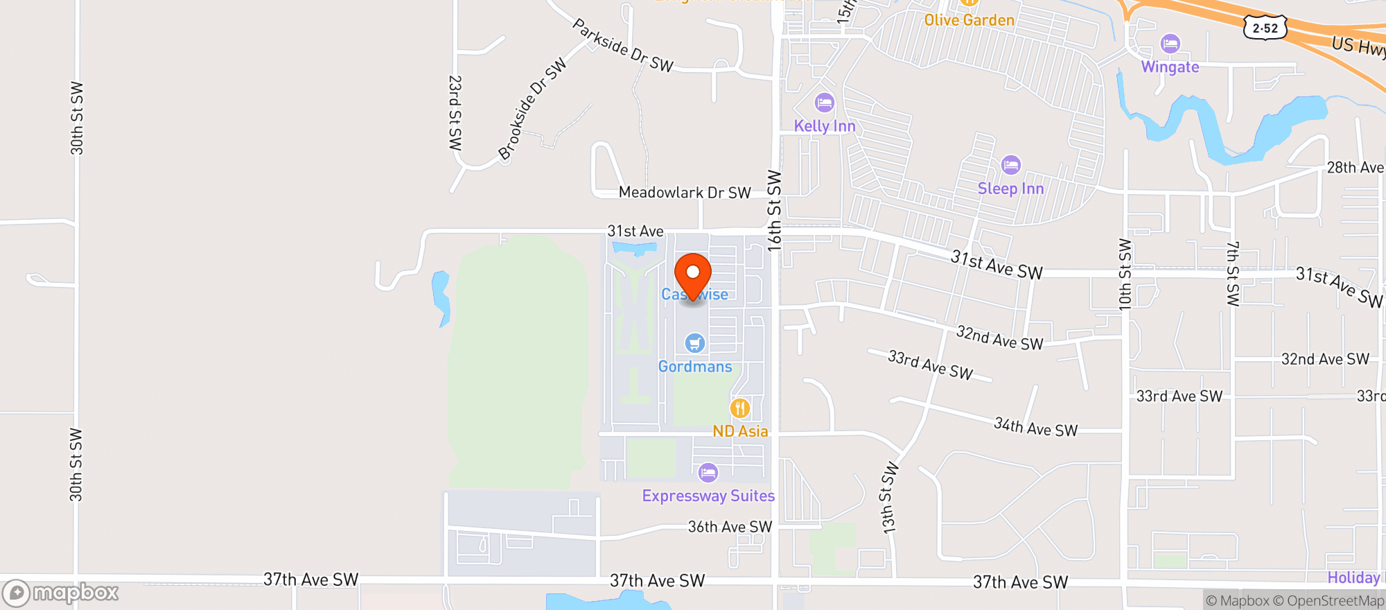 Map showing CASH WISE (MINOT)