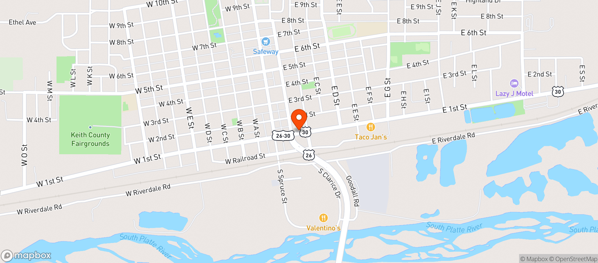 Map showing Kwik Stop