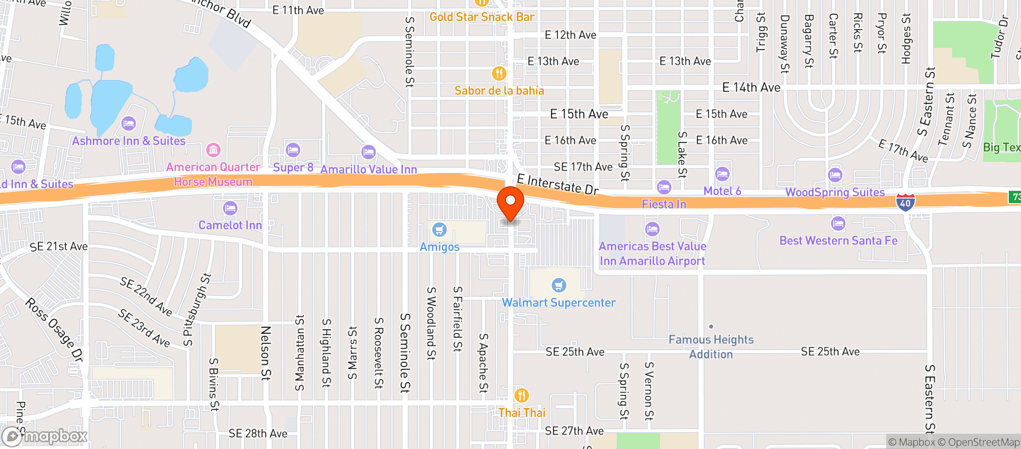Map showing I 40 & Grand Liquor