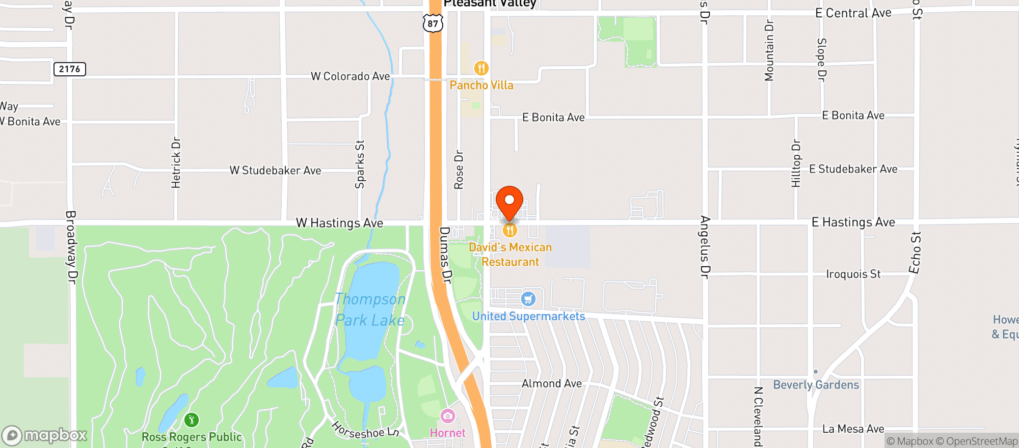 Map showing Davids Mexican Restaurant