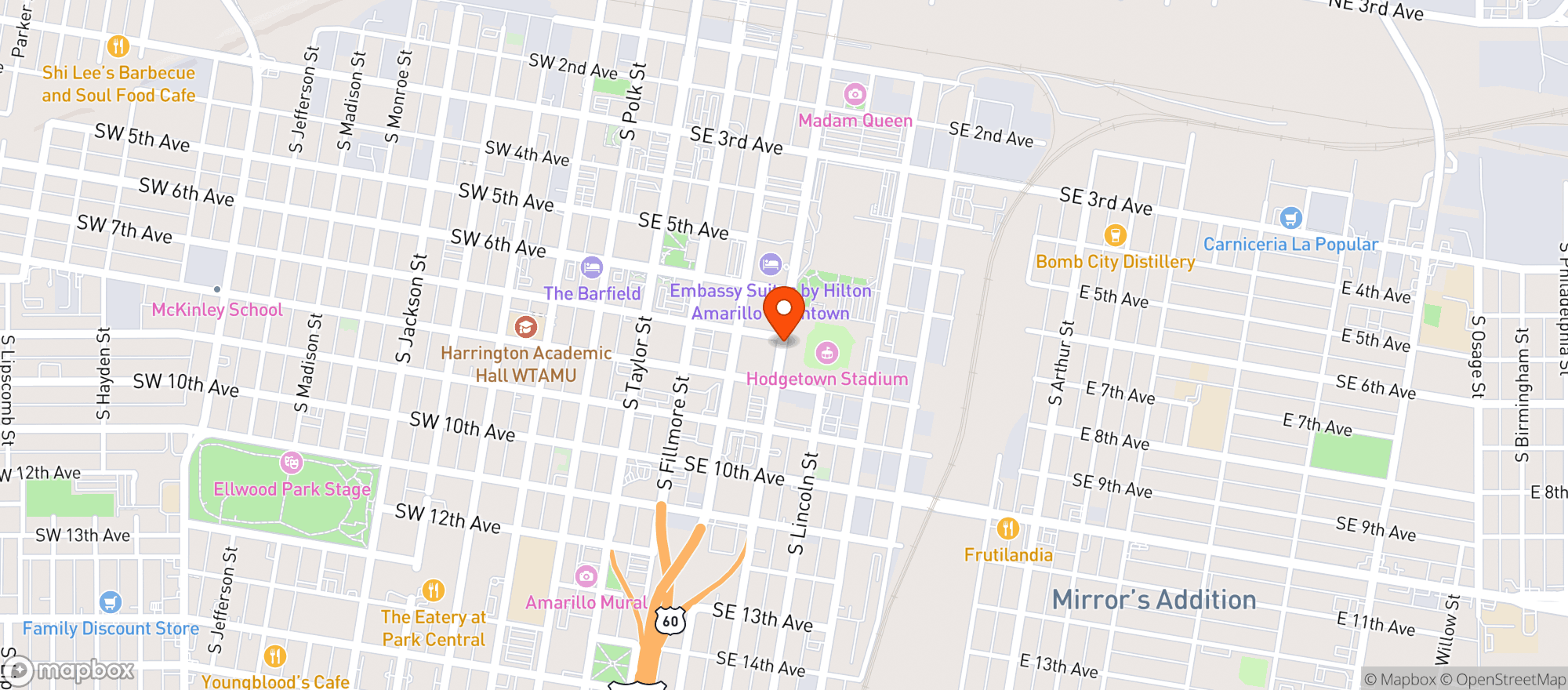 Map showing Hodgetown Ballpark