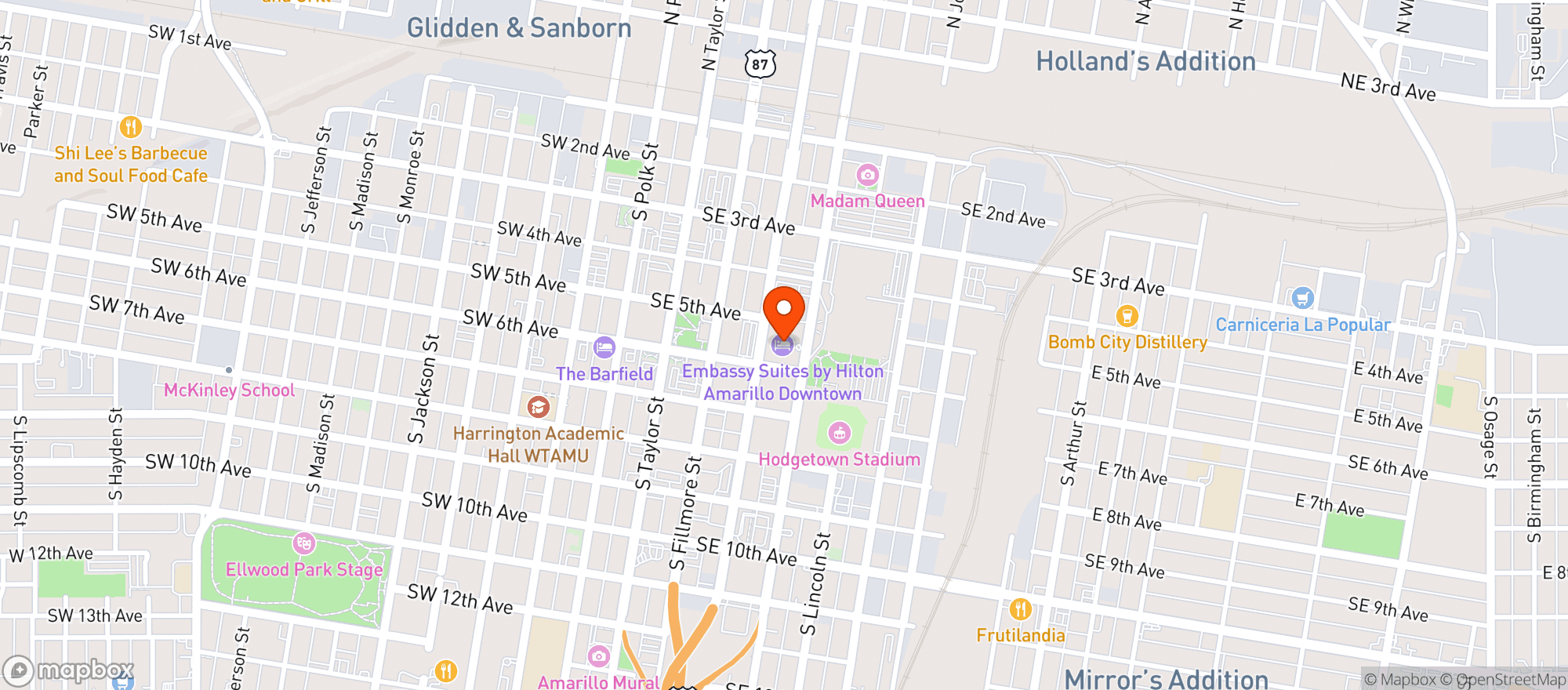 Map showing Embassy Suites