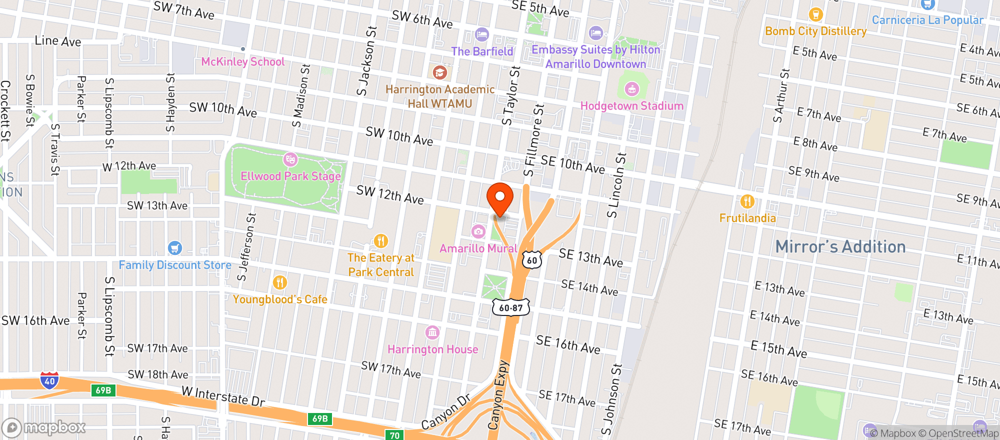 Map showing Toot N Totum Food Stores - Hq