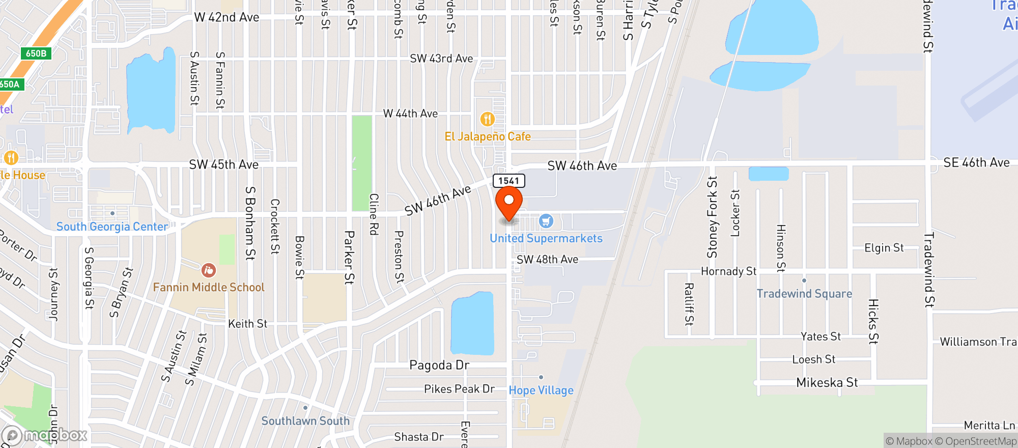 Map showing United Supermarkets