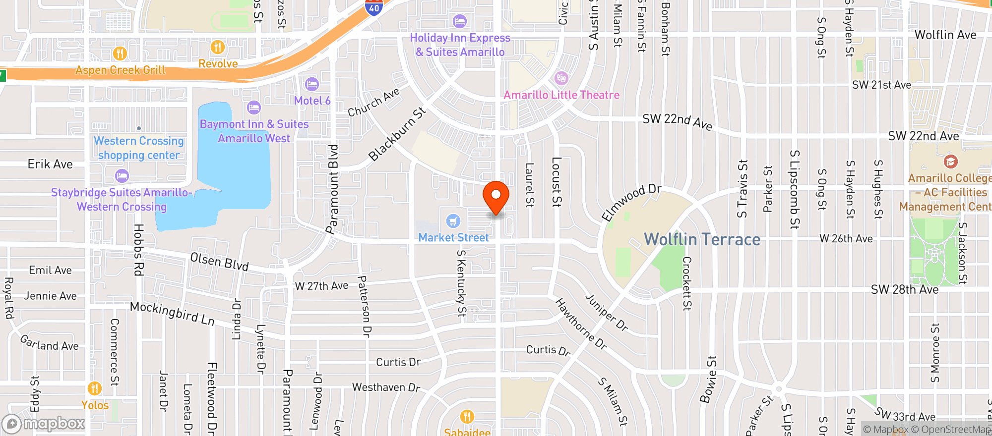 Map showing Market Street