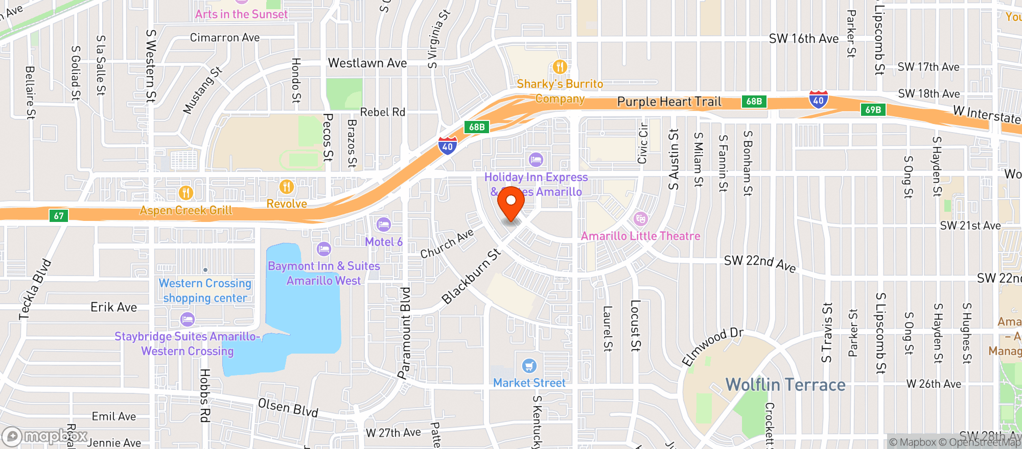 Map showing 575 Pizzeria