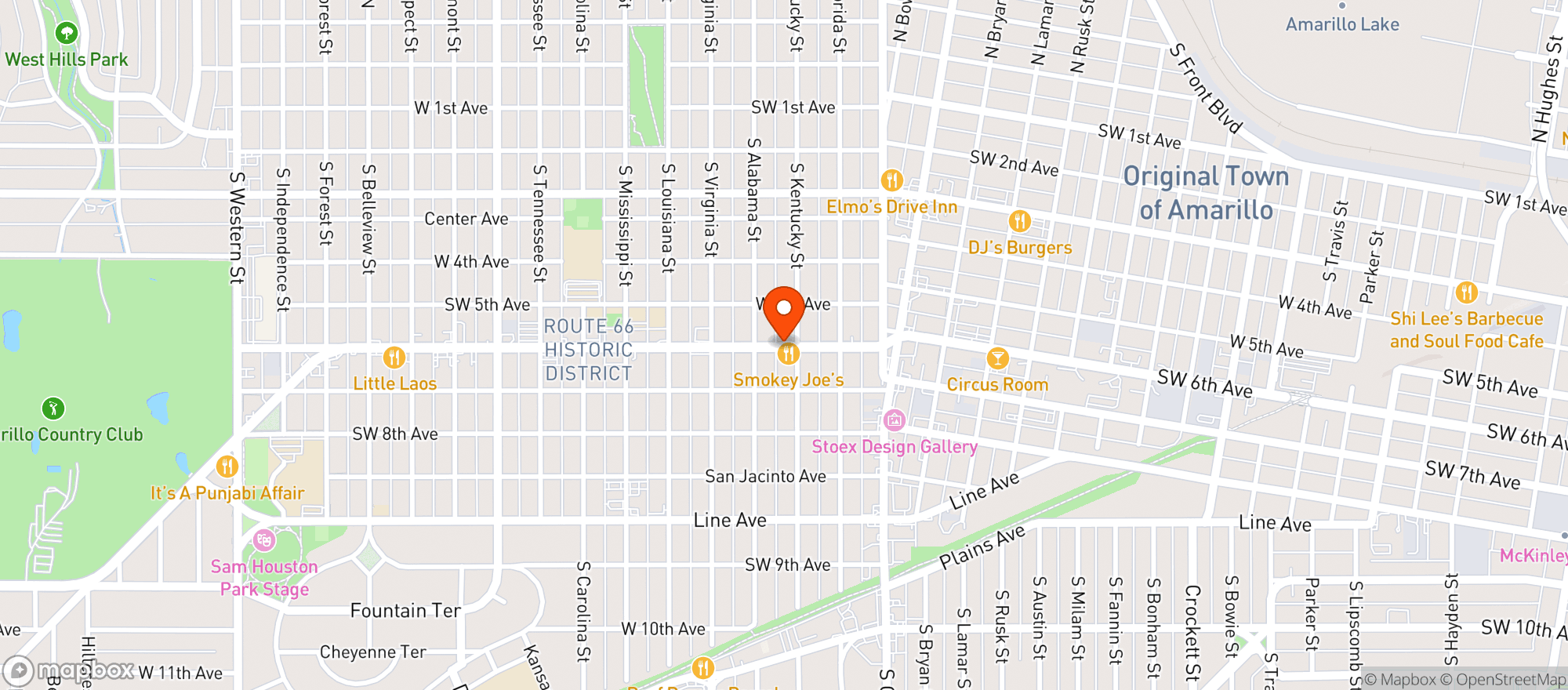 Map showing Goldenlight Cafe