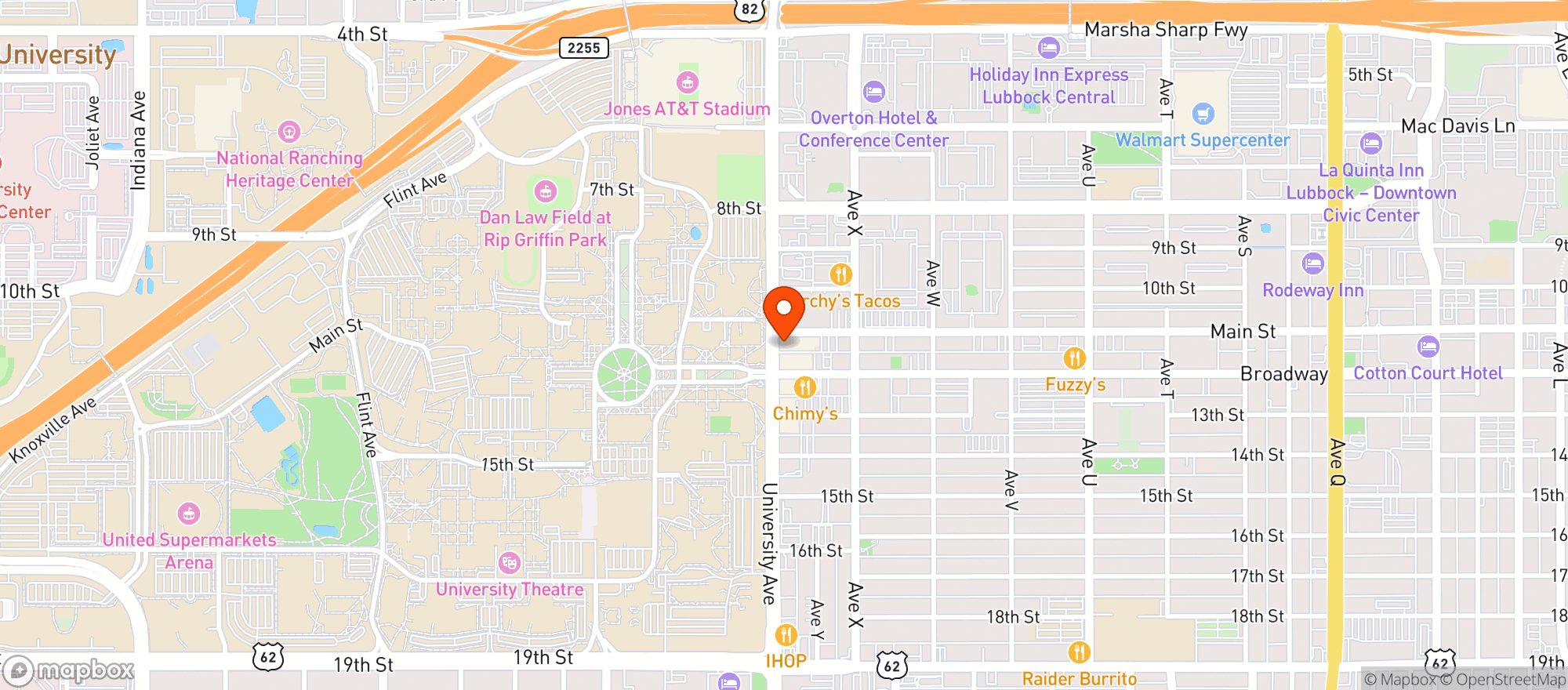 Map showing Green Gorilla Smoke Lubbock