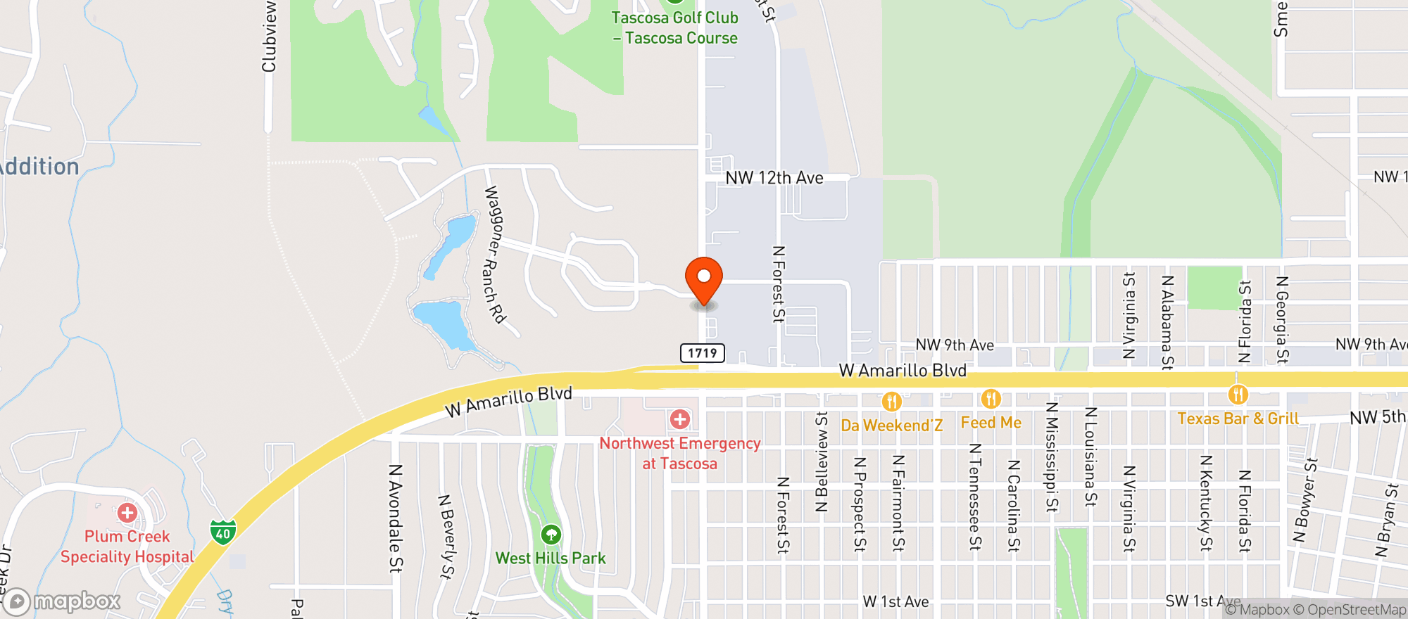 Map showing M & R Package Store