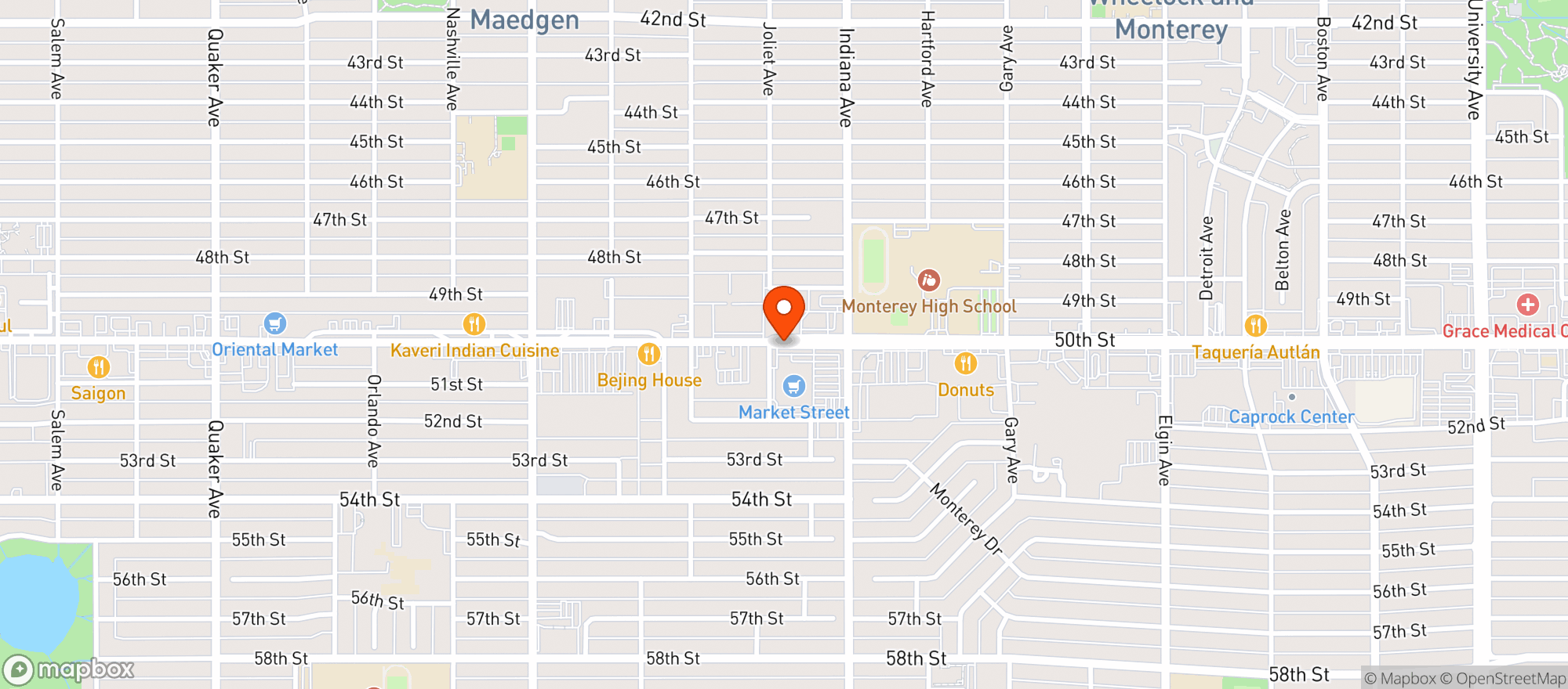 Map showing MARKET STREET