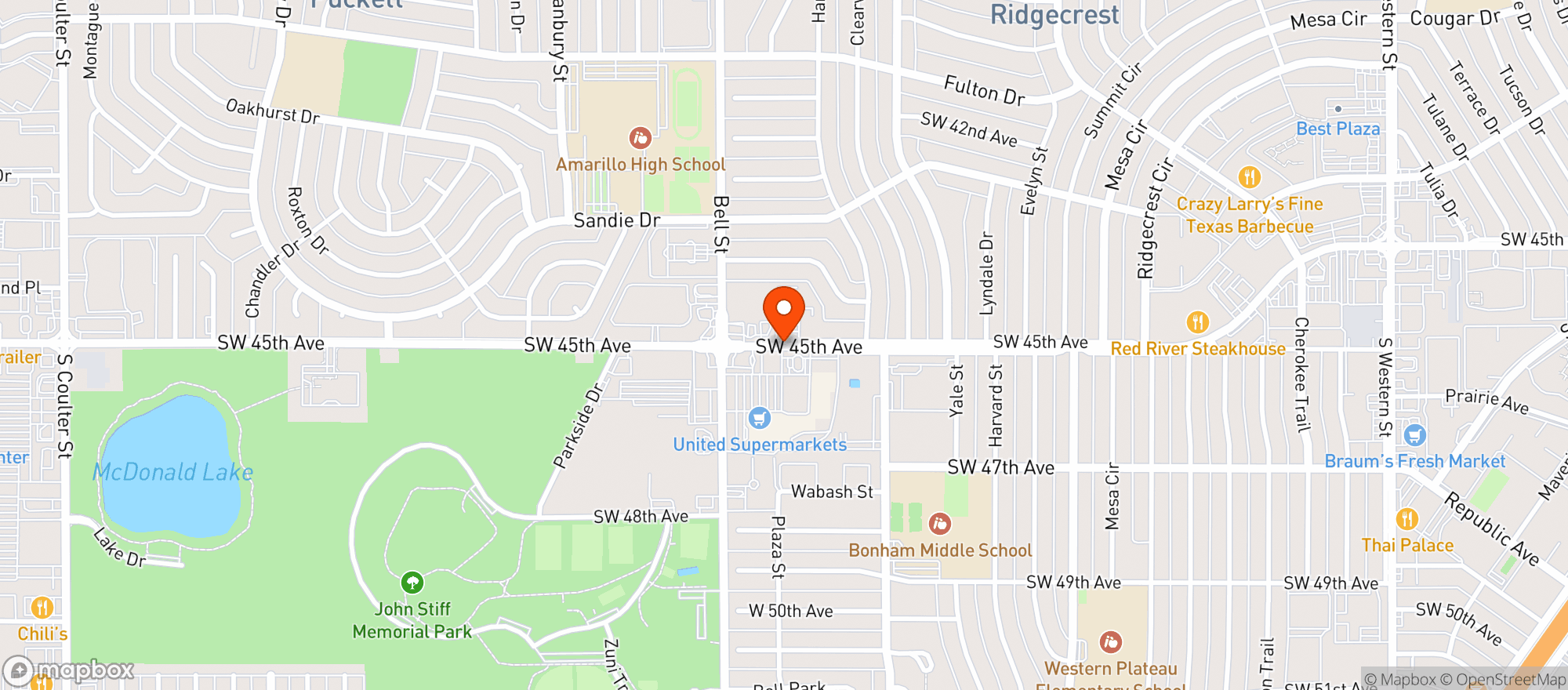 Map showing United Supermarkets