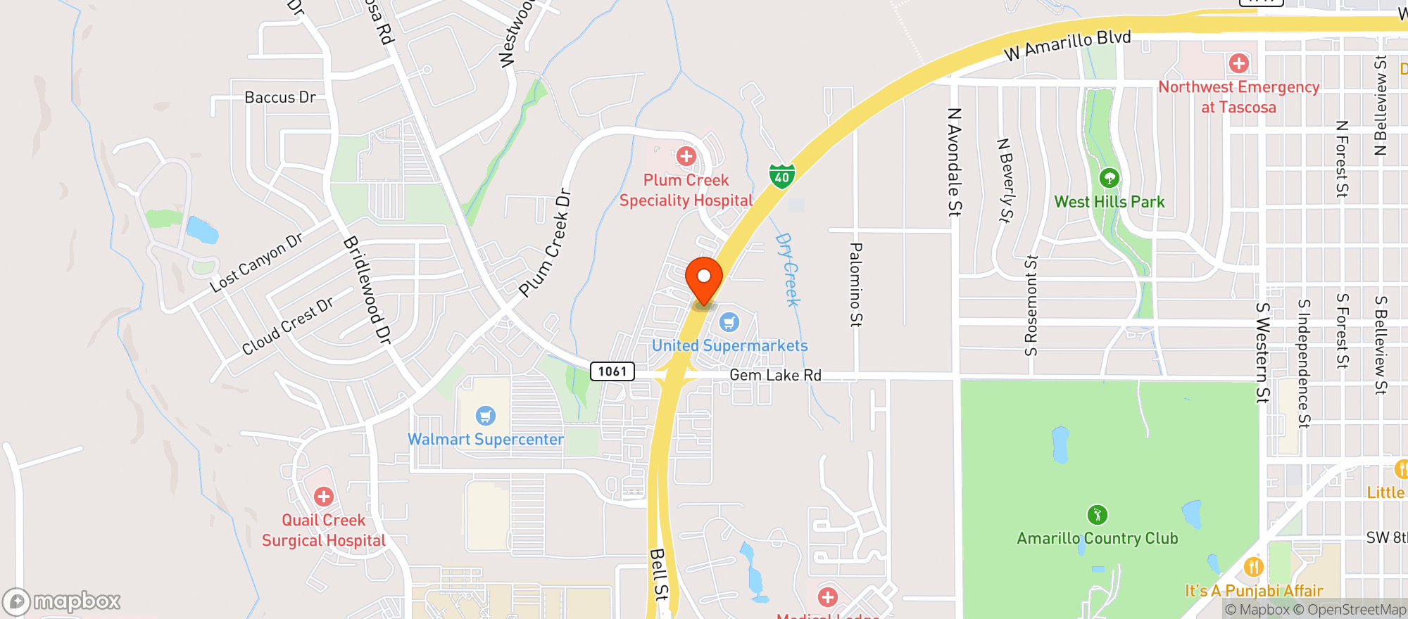 Map showing United Supermarkets