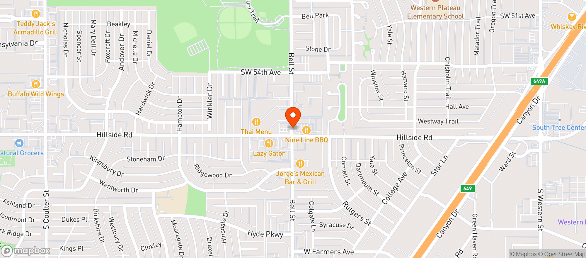 Map showing M & R Package Store