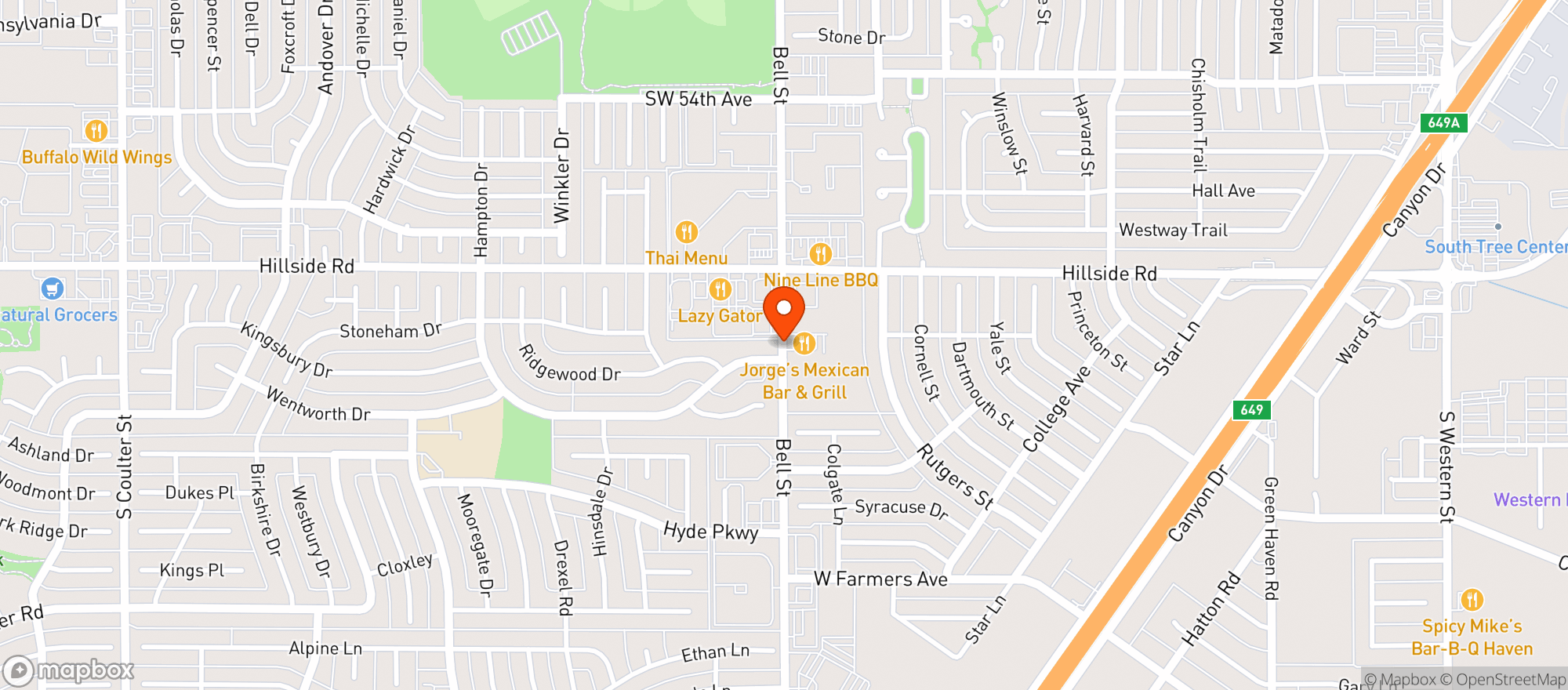 Map showing Jorges Mexican Bar & Grill
