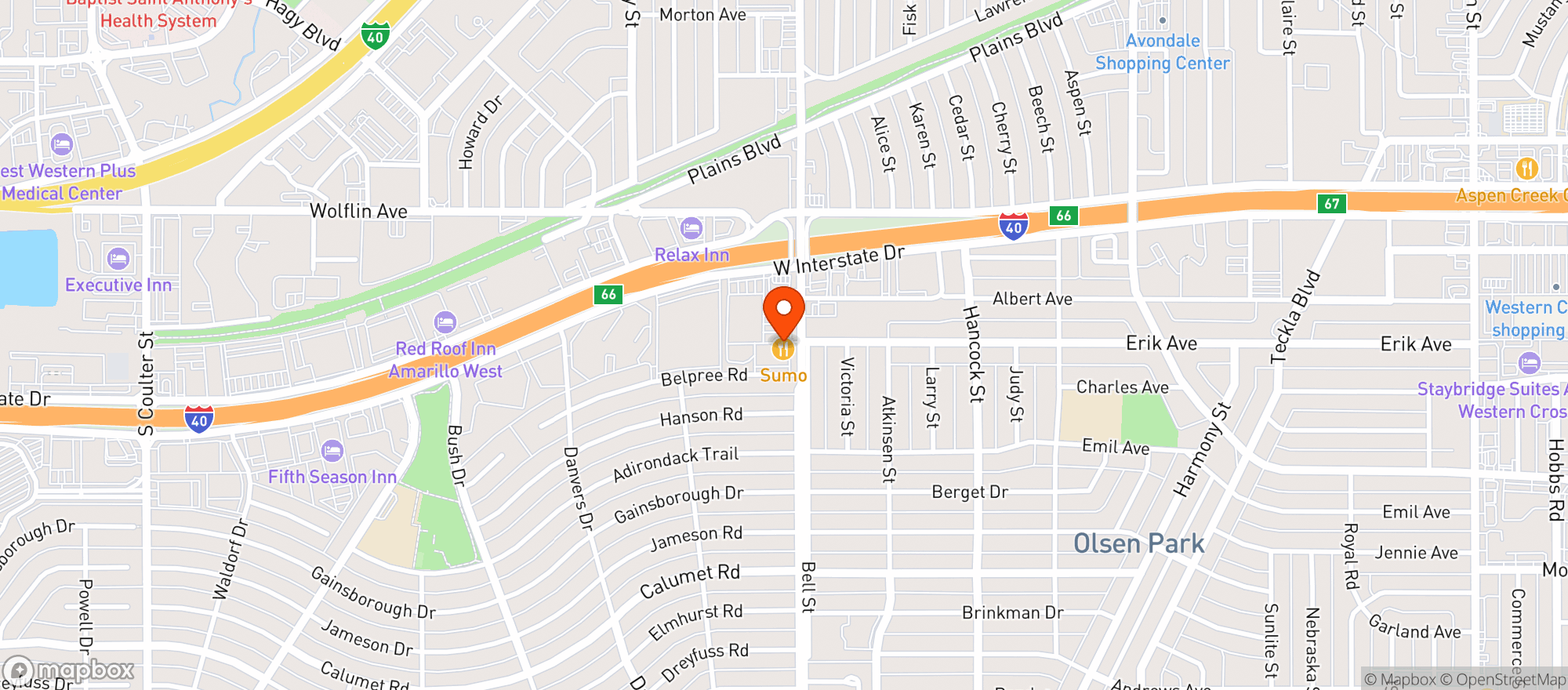 Map showing Sumo Japanese Steakhouse