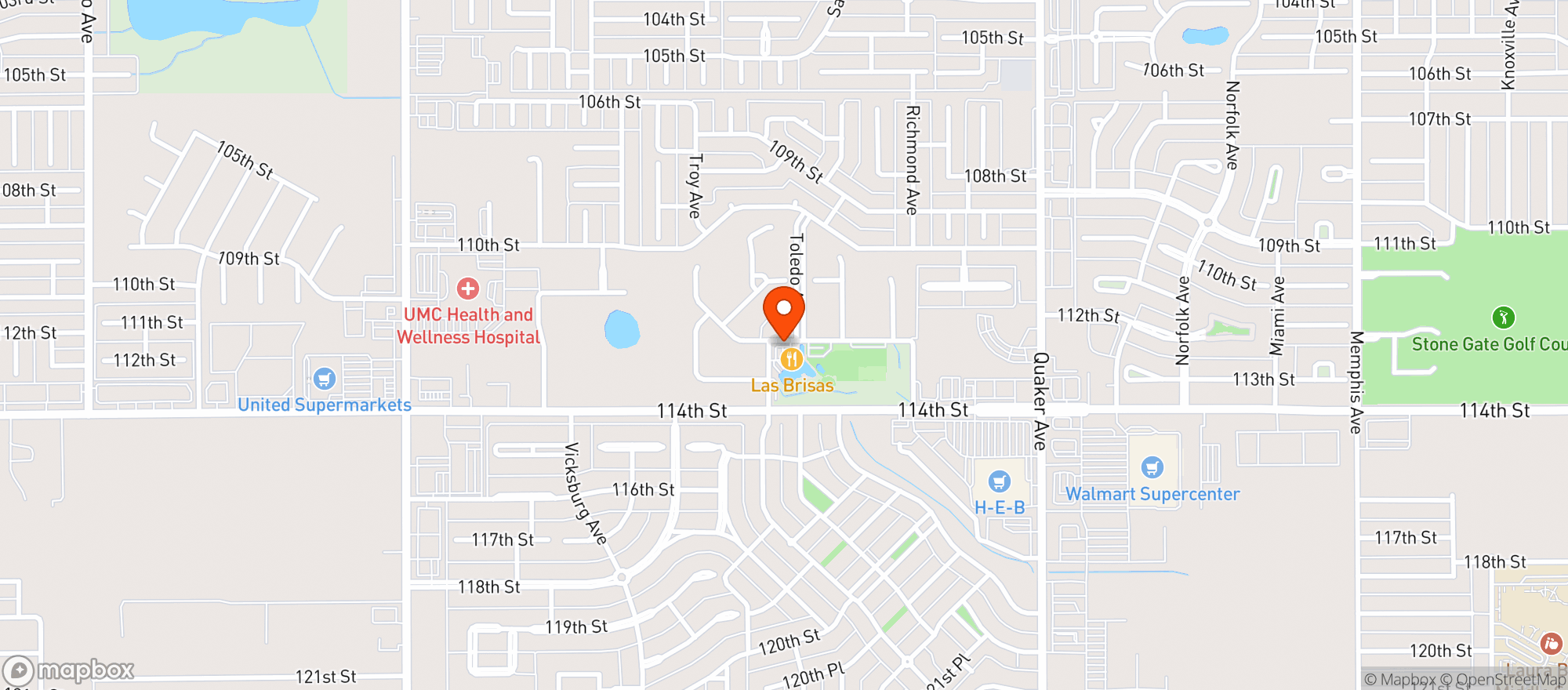 Map showing Las Brisas Southwest Steakhouse