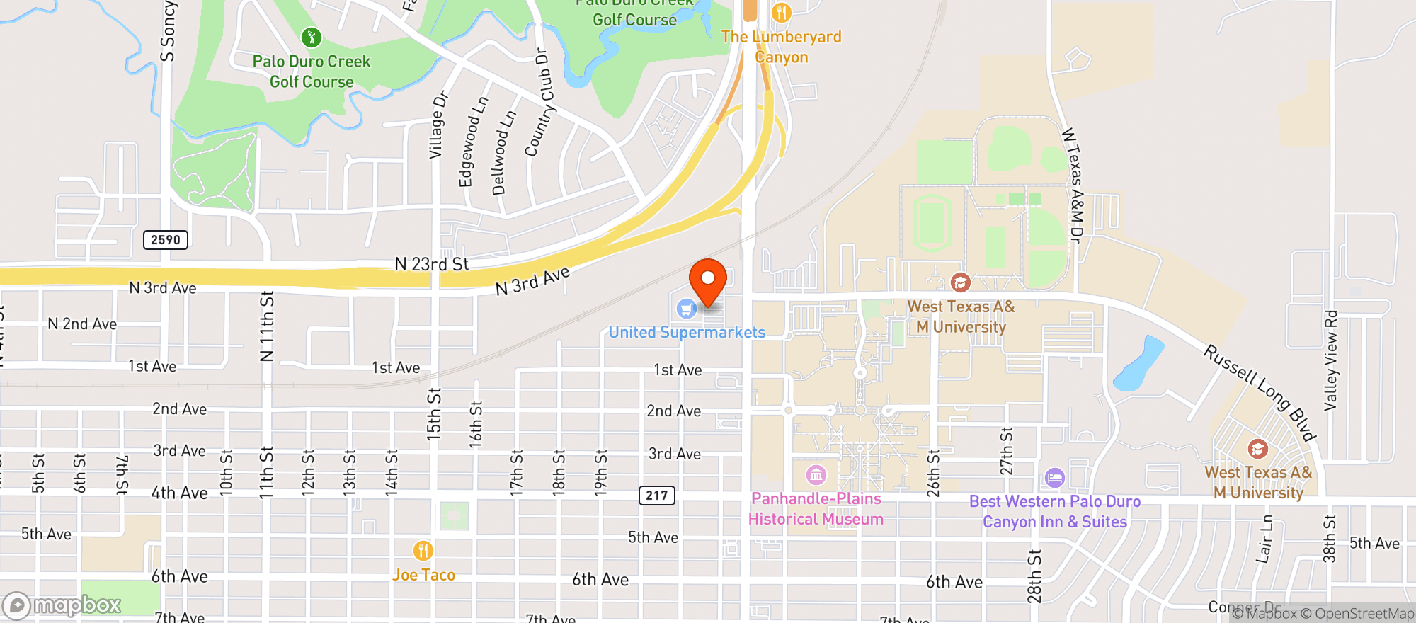 Map showing United Supermarket