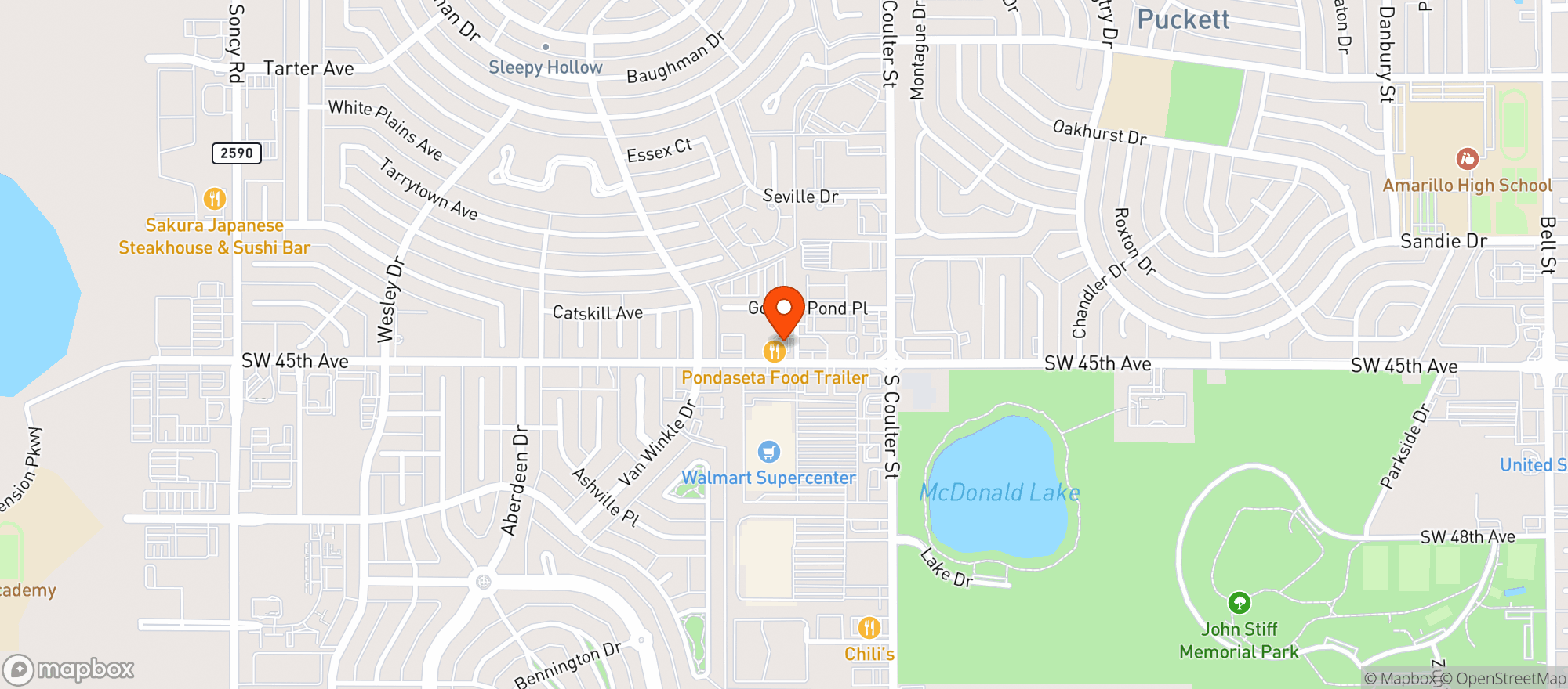 Map showing Pondaseta Brewing Co
