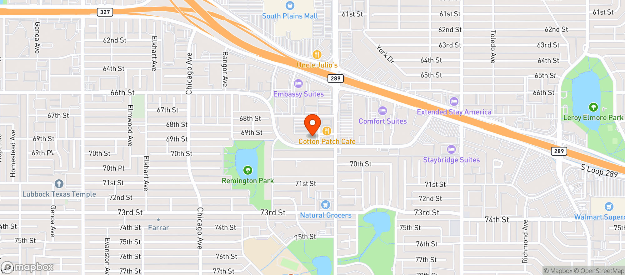 Map showing Specs 107 - Lubbock Slide Road