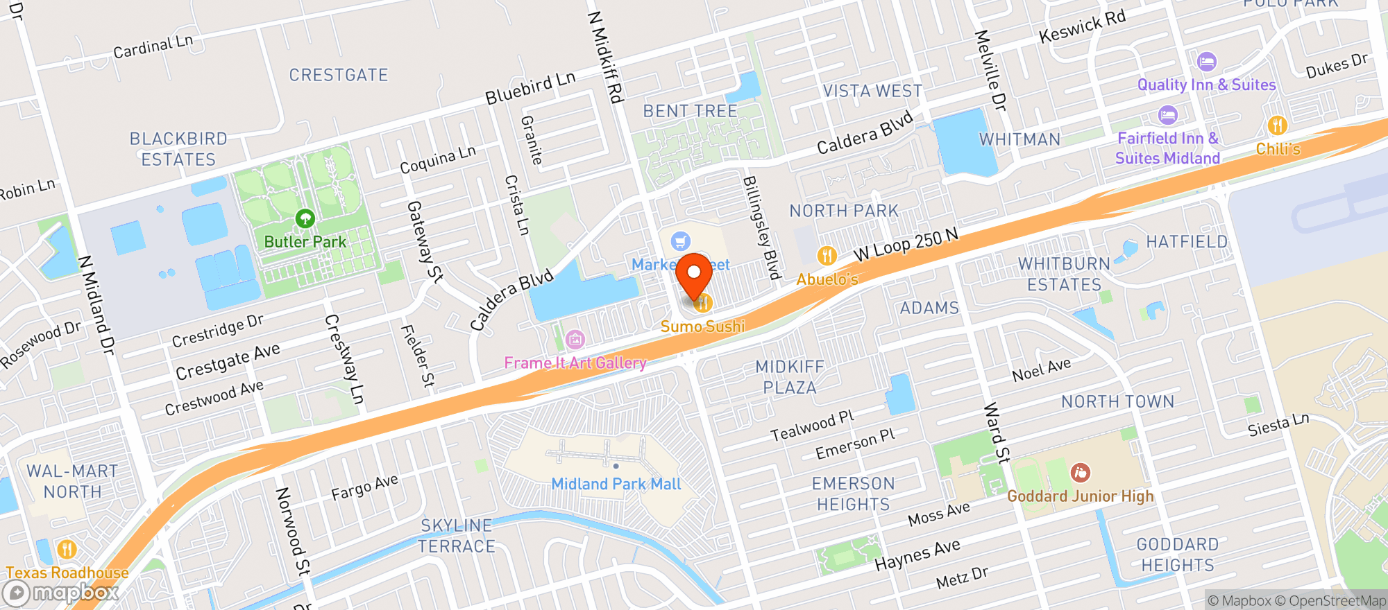 Map showing Market Street
