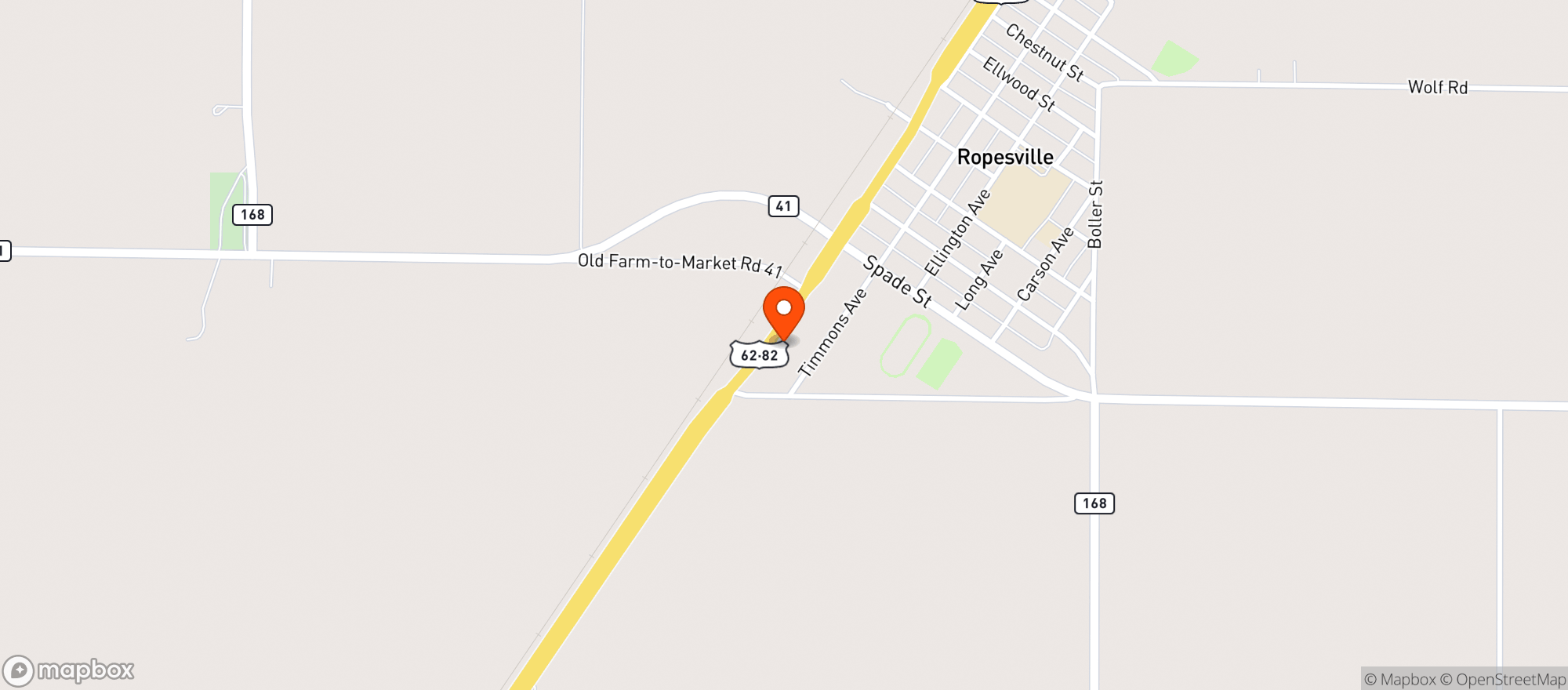Map showing Yesway