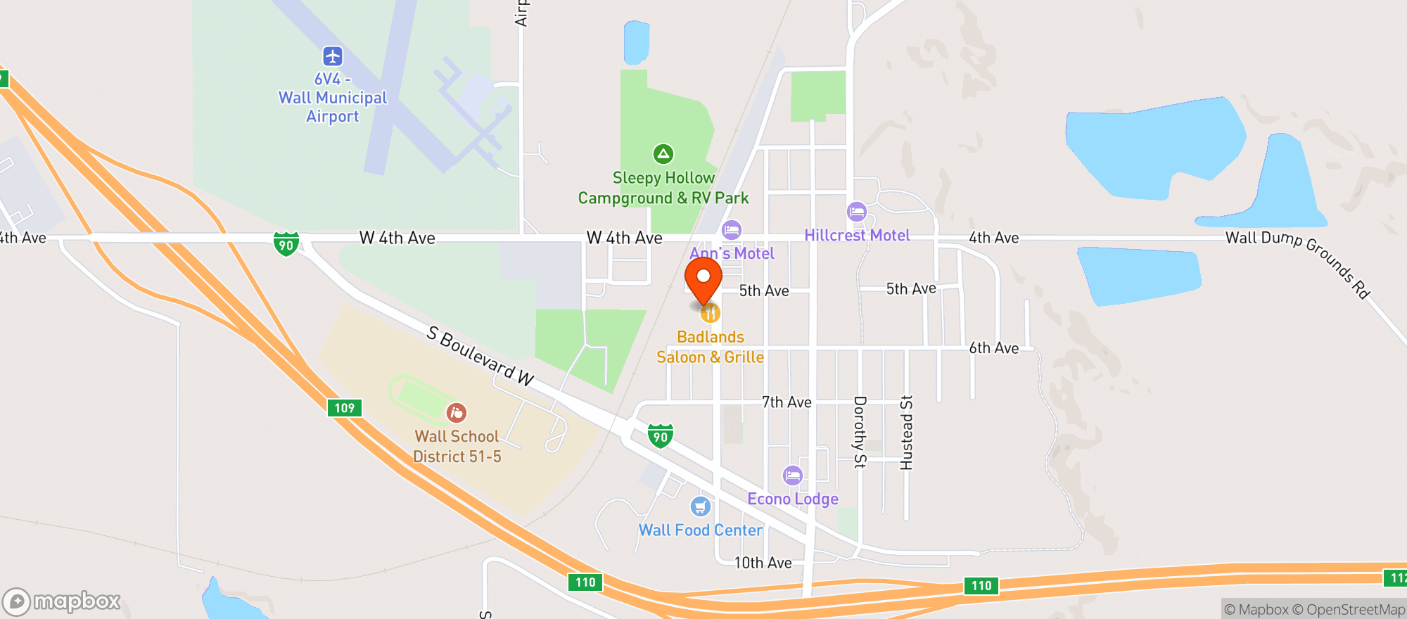 Map showing Badlands Saloon & Grille