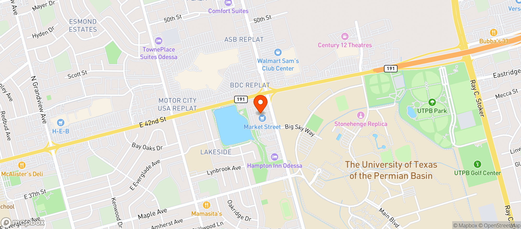 Map showing Market Street