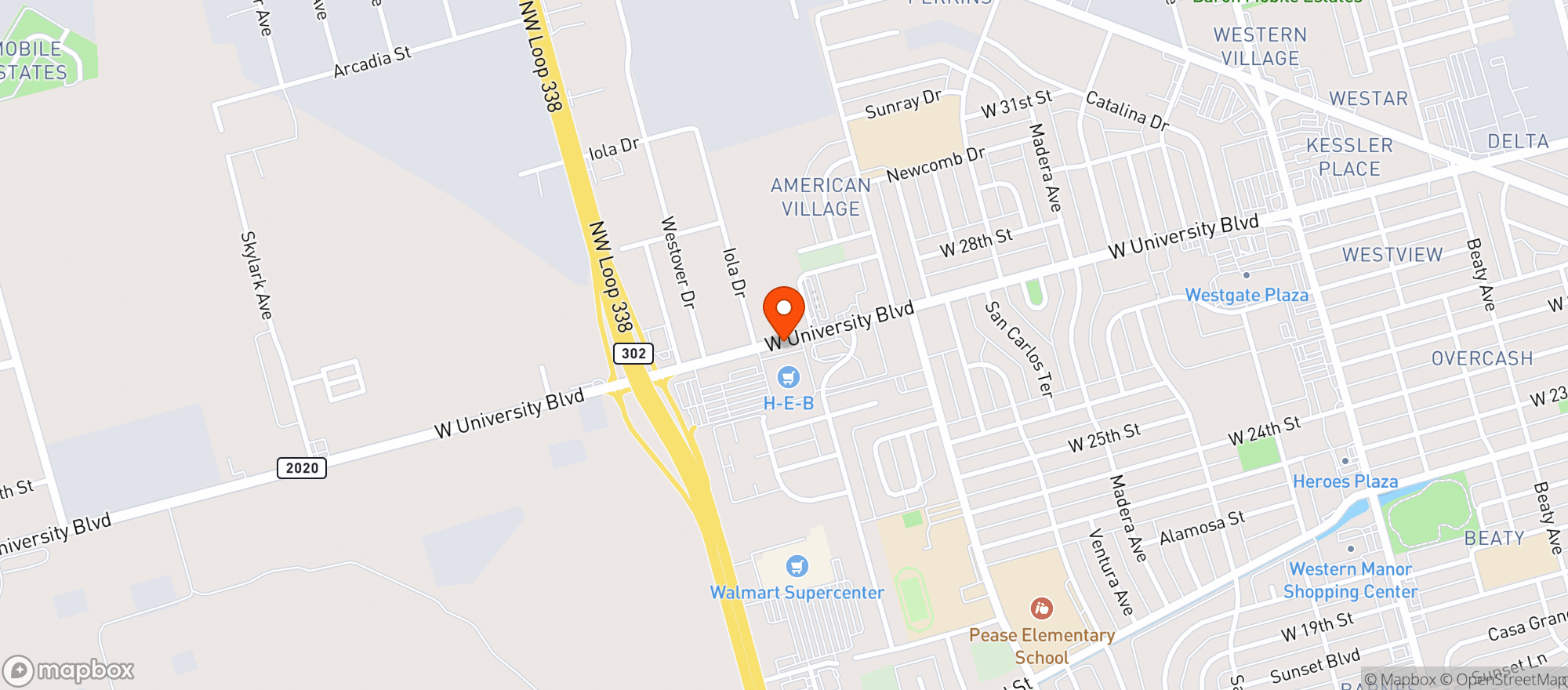 Map showing H E B Food & Drug Store