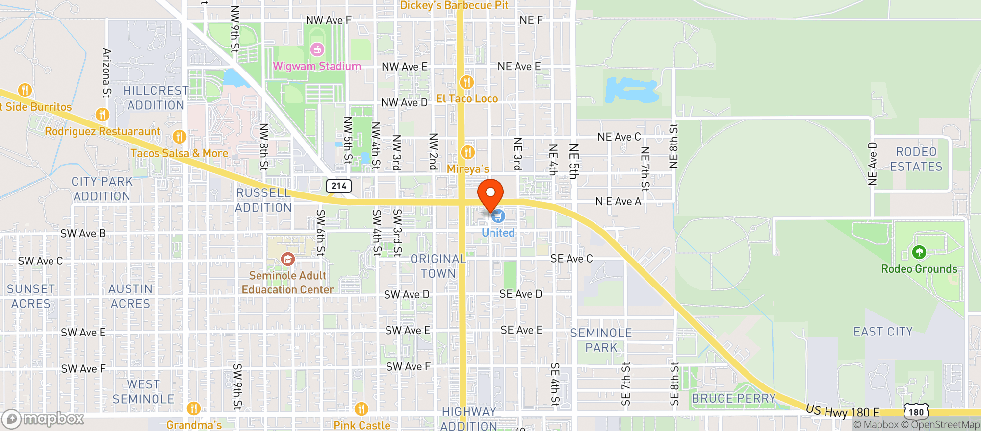 Map showing United Supermarkets