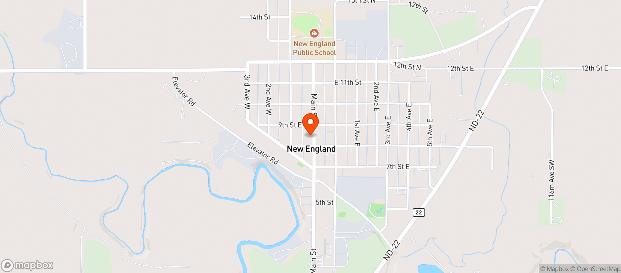 Map showing New England Community Grocery Store