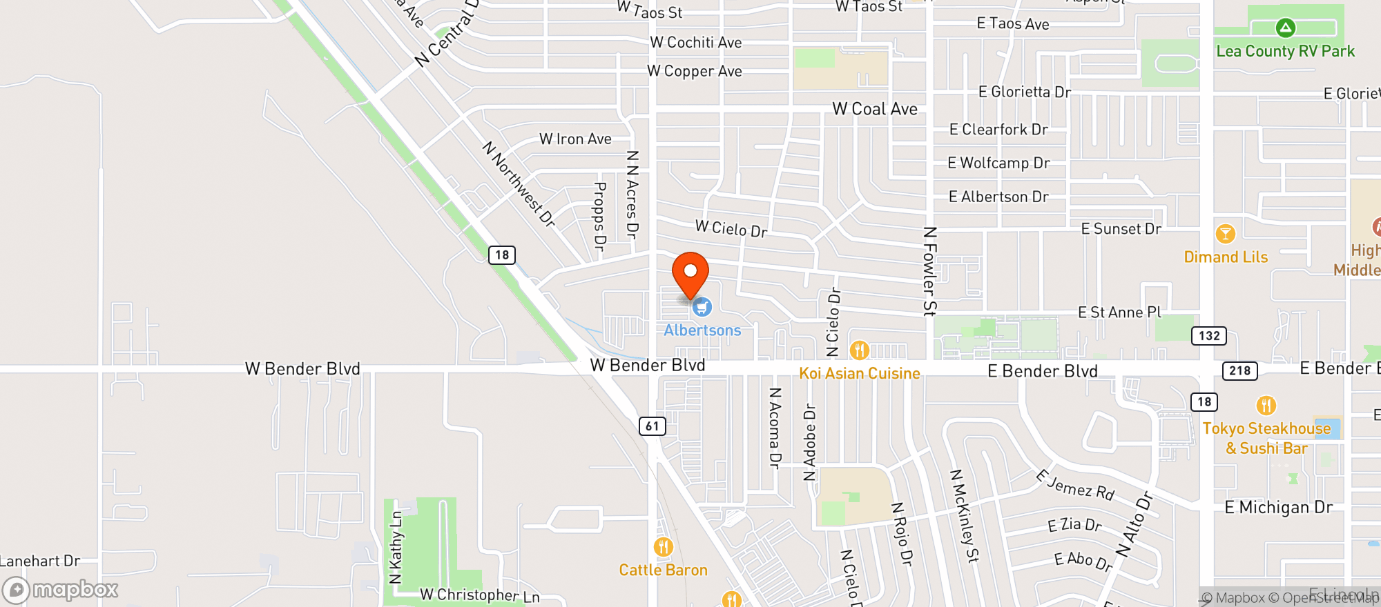 Map showing Albertsons Market