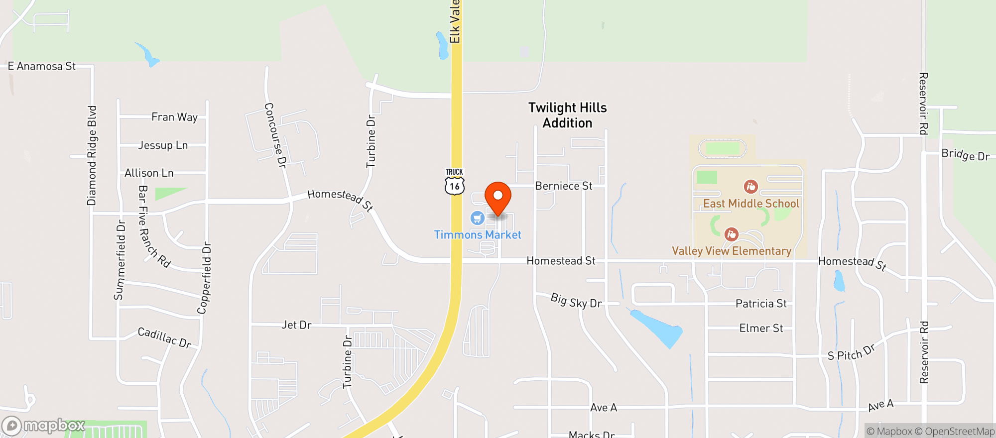 Map showing Timmons Market