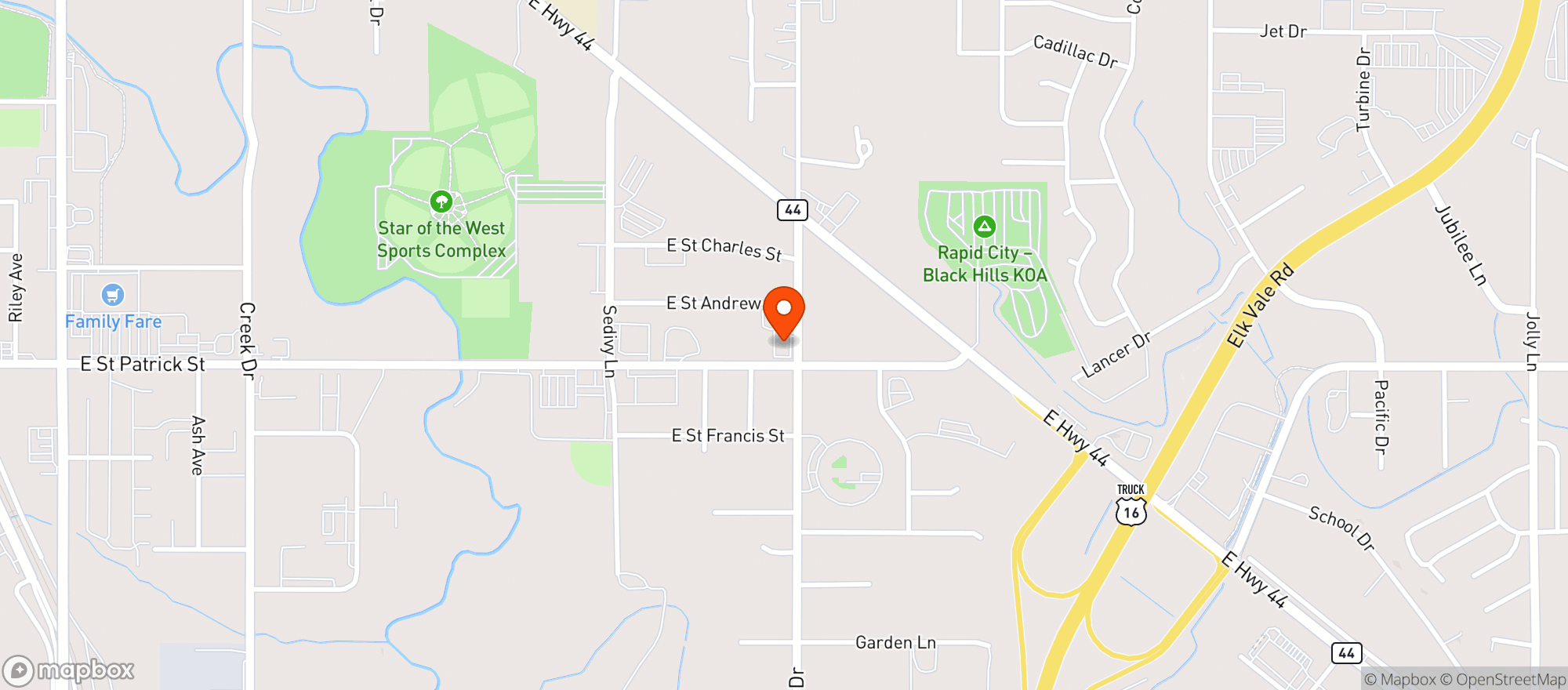 Map showing Valley Sports Bar