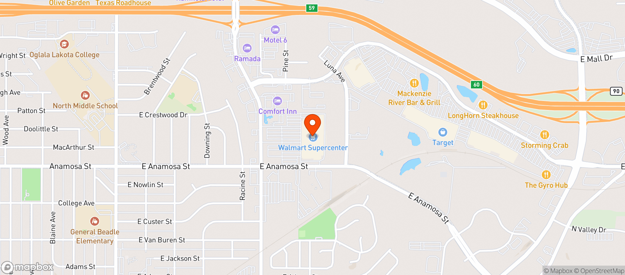 Map showing Walmart Supercenter #1604