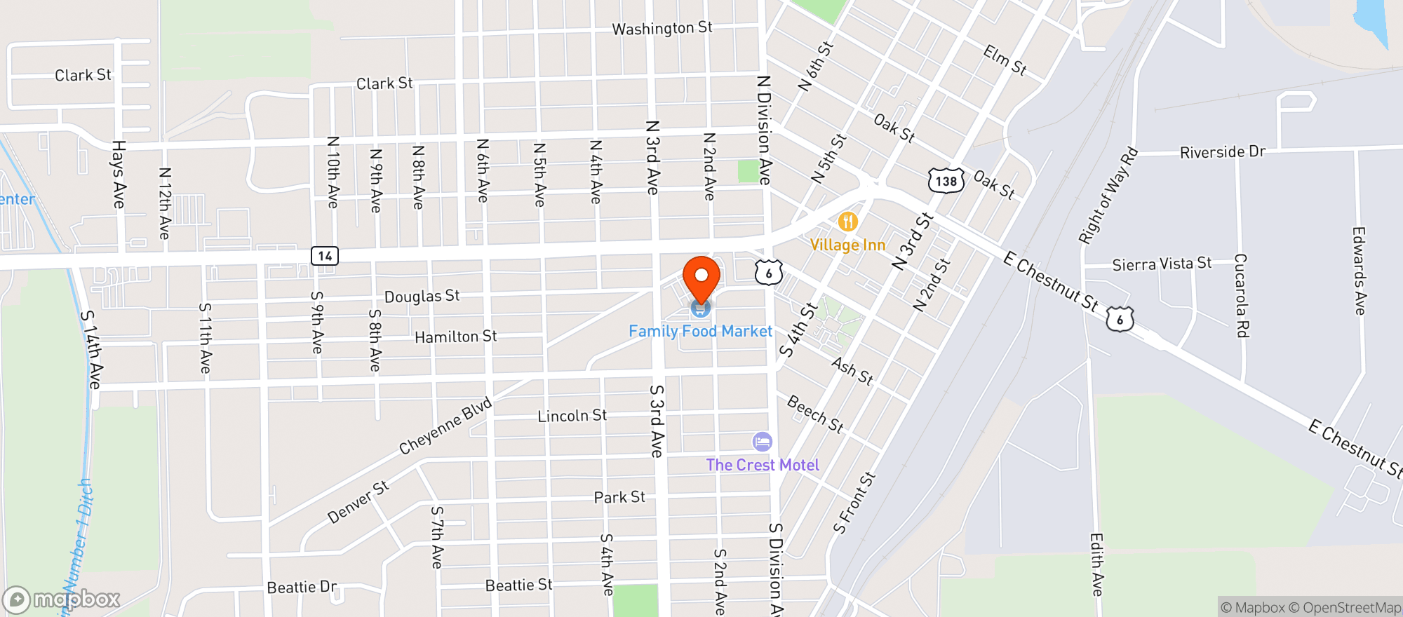 Map showing Family Foods Market - Sterling