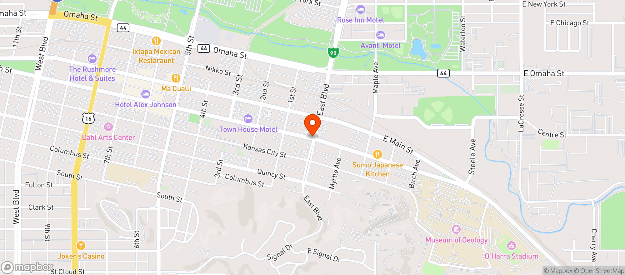 Map showing West River Comedy Club