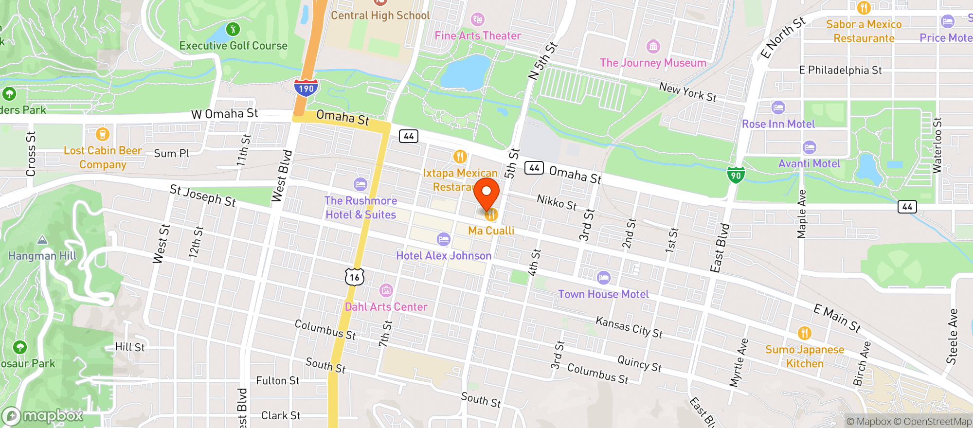Map showing Que Pasa Mexican Grill