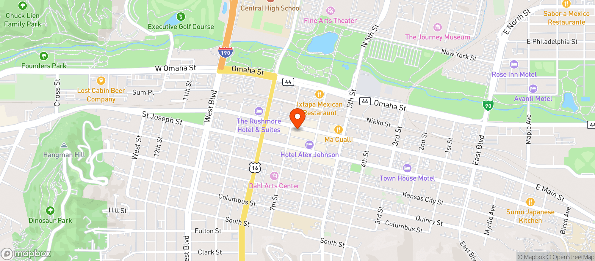 Map showing Ismash Rapid City