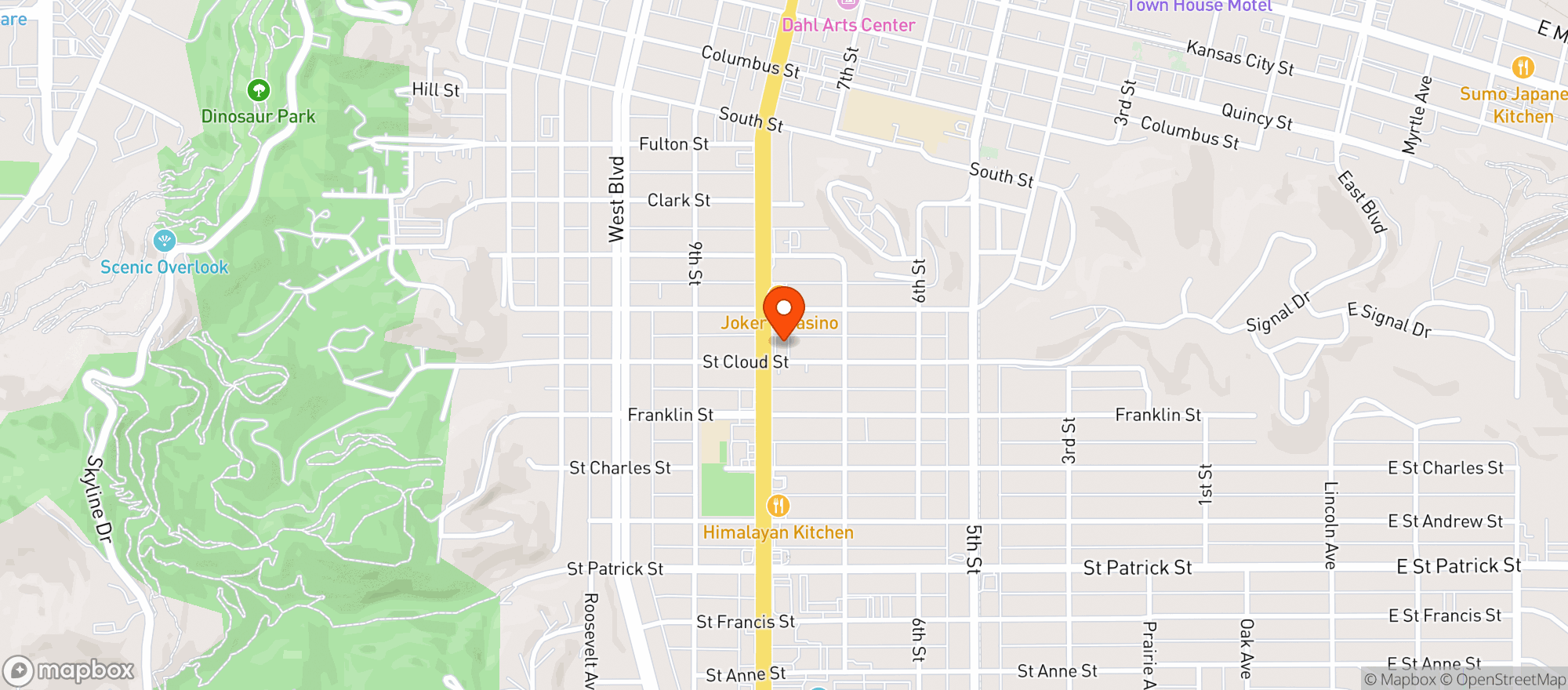Map showing Boyd's Liquor Mart - Mt Rushmore Rd