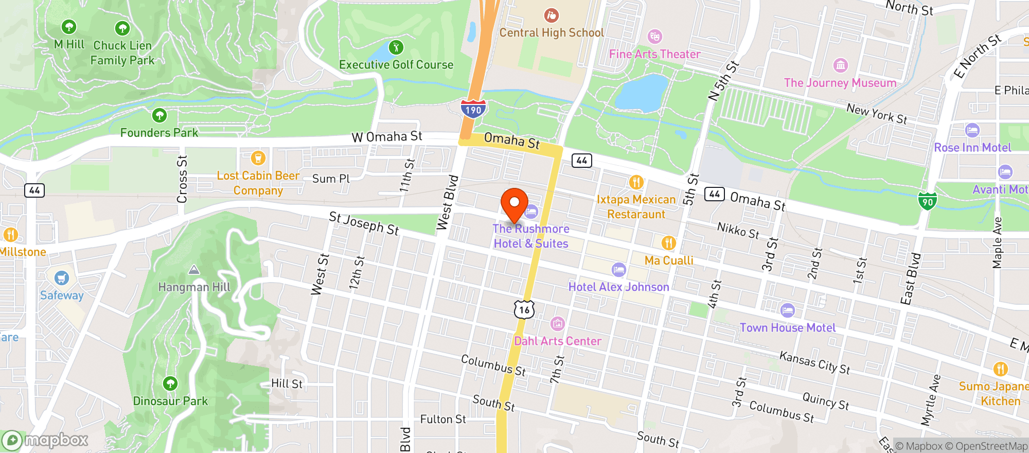 Map showing Thirstys