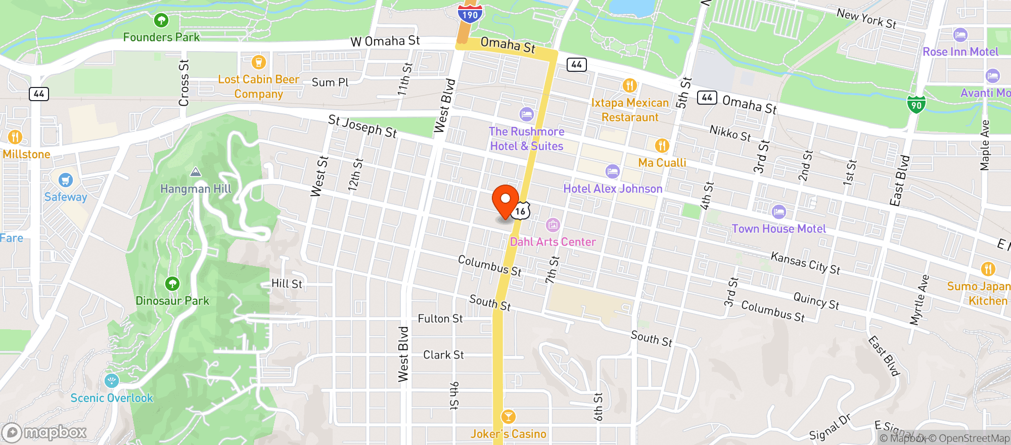 Map showing Bobs Service Center