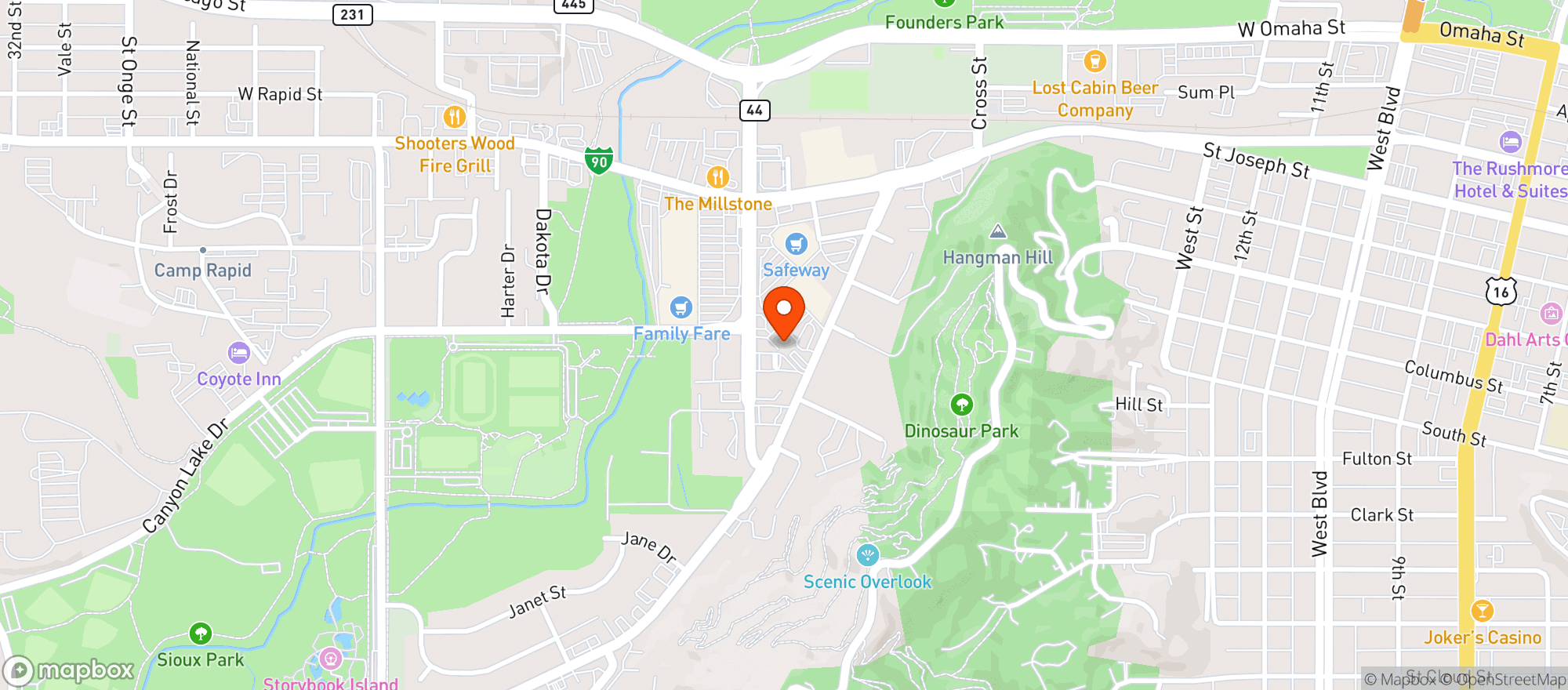 Map showing Kelly S Sport Lounge