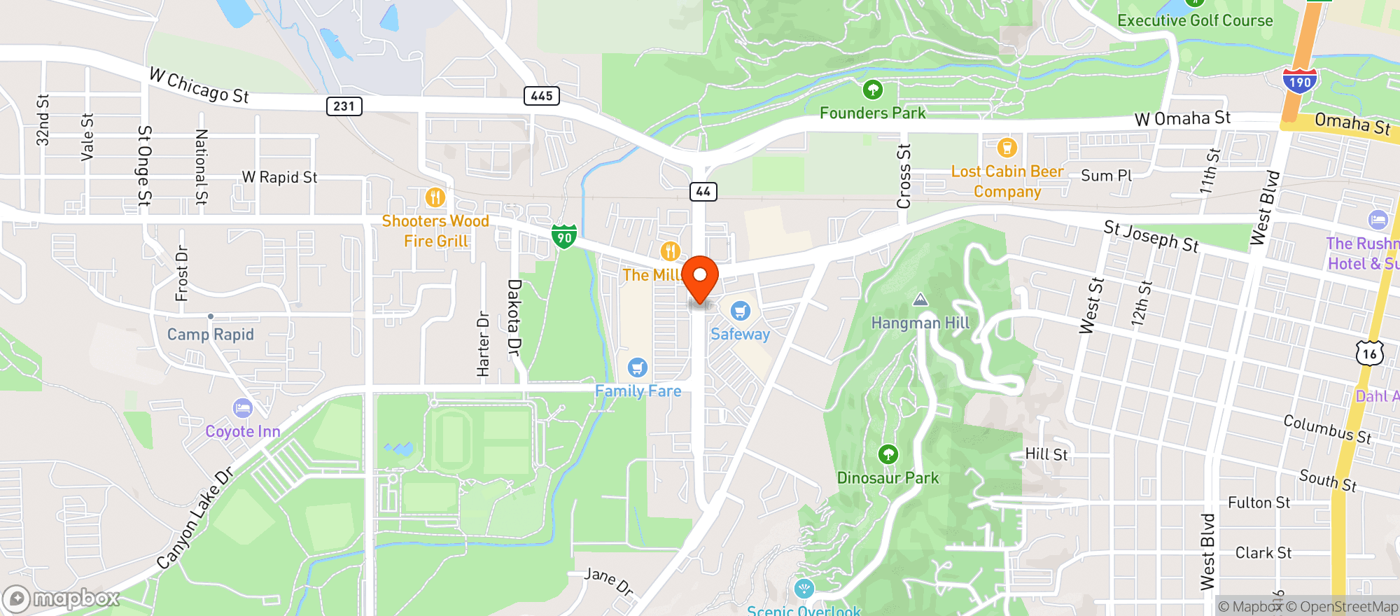 Map showing Safeway Store