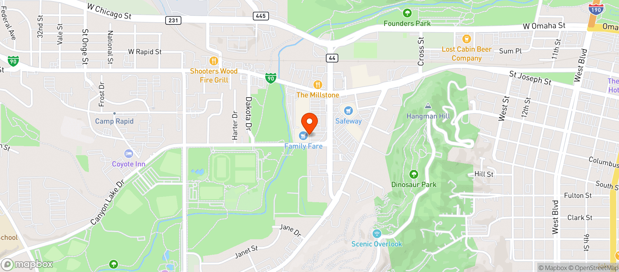 Map showing Family Fare