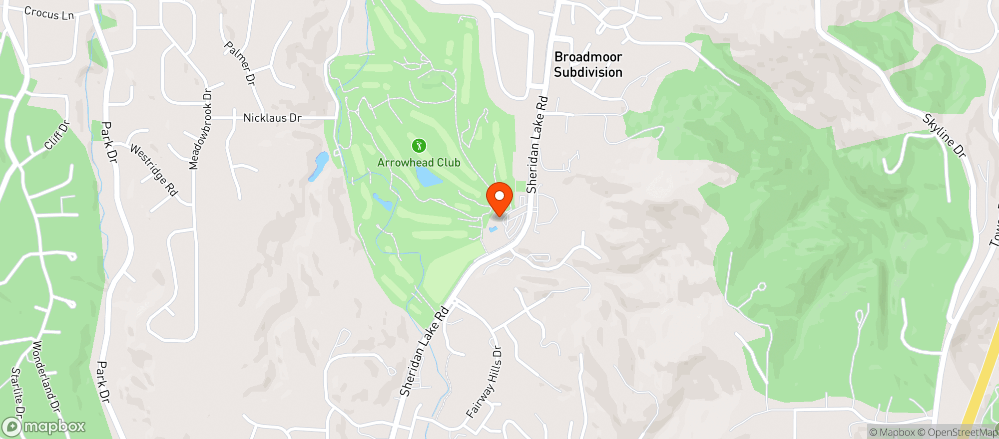 Map showing Arrowhead Ctry Club